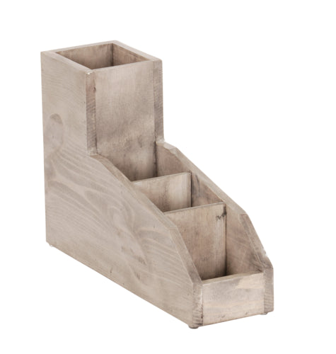 Cal-Mil 22705-110 Condiment Organizer w/ (4) Bins, 14" x 4" x 9 1/2"H, Gray-Washed-cityfoodequipment.com