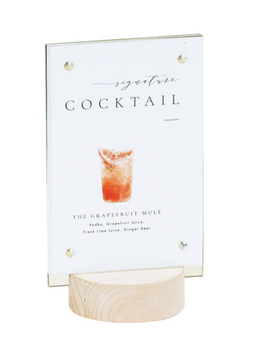Cal-Mil 22801-46-113 6" Tabletop Sign Holder - Pine Wood, White-Washed-cityfoodequipment.com