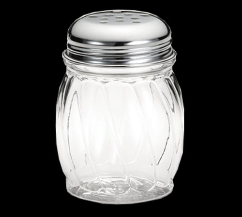 Tablecraft 260 Cheese Shaker, 6 oz, Swirled Glass, Chrome Plated Perforated Top, Dozen-cityfoodequipment.com