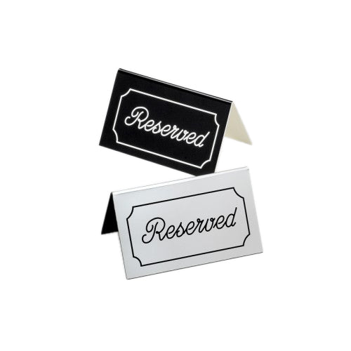 Cal-Mil 273-2 "Reserved" Table Tent Sign - 3" x 5", Black/White-cityfoodequipment.com