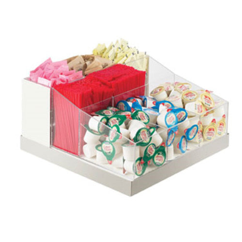 Cal-Mil 3009-55 Luxe Multi-Bin Condiment Organizer - Clear, Stainless Steel-cityfoodequipment.com