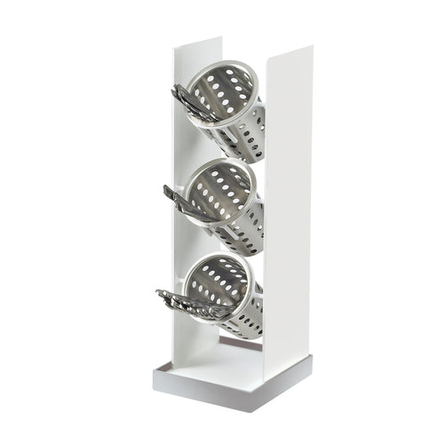 Cal-Mil 3010-55 3 Tier Luxe Vertical Cylinder Holder Only - White, Stainless Steel-cityfoodequipment.com