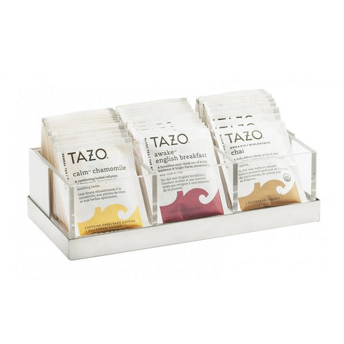Cal-Mil 3014-55 9 1/4" Luxe Packet Organizer - 3 bin, Metal Frame, Stainless Steel Accent, Clear-cityfoodequipment.com