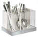 Cal-Mil 3015-55 3 Bin Luxe Flatware Holder - White, Stainless Steel-cityfoodequipment.com