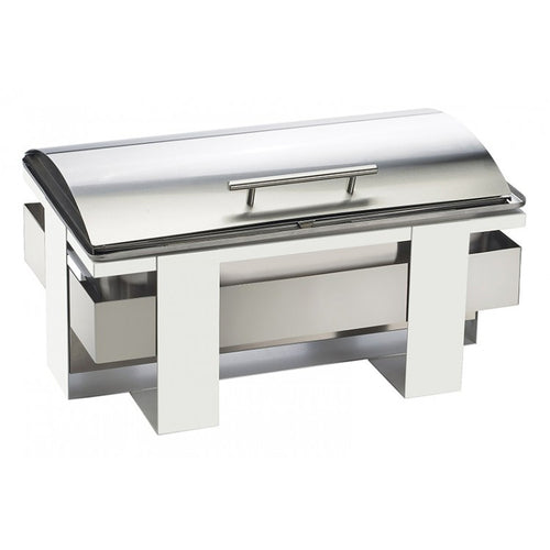 Cal-Mil 3017-55 Rectangular Luxe Chafer - Stainless w/ White Frame-cityfoodequipment.com