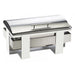Cal-Mil 3017-55 Rectangular Luxe Chafer - Stainless w/ White Frame-cityfoodequipment.com