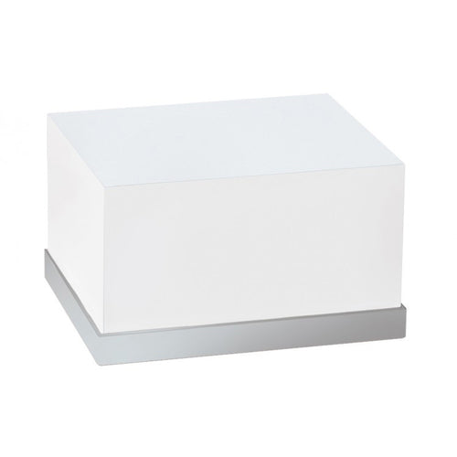 Cal-Mil 3026-55 Rectangular Luxe Display Riser - 12x10x6 1/2", White, Stainless Steel-cityfoodequipment.com