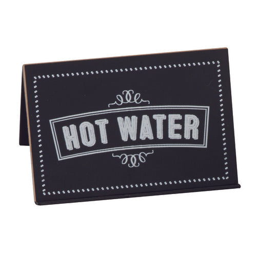 Cal-Mil 3047-3 "Hot Water" Chalkboard Table Tent Sign - 3"W x 2"D x 2"H, Black/White-cityfoodequipment.com