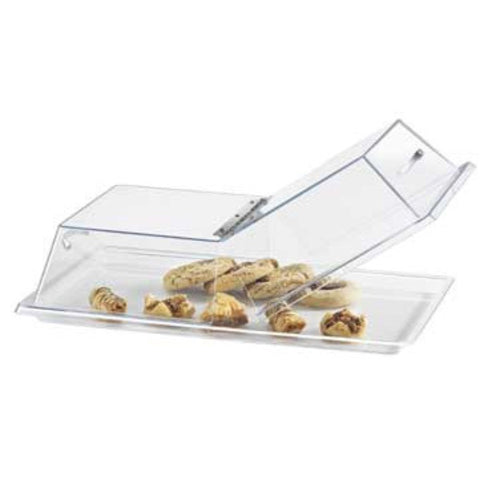 Cal-Mil 328-18 Flat Top Rectangular Display Cover w/ Center Hinge, Poly-cityfoodequipment.com