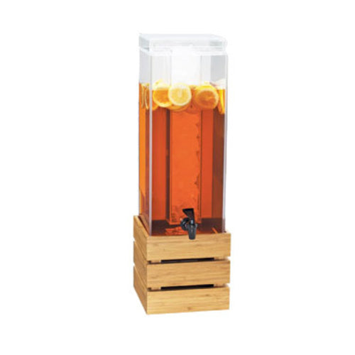 Cal-Mil 3301-3-60 3 gal Beverage Dispenser w/ Ice Tube - Plastic Container, Bamboo Base-cityfoodequipment.com