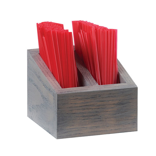 Cal-Mil 3308-83 2 Compartment Stir Stick Holder - 5" x 5" x 5 1/2", Gray Wash-cityfoodequipment.com