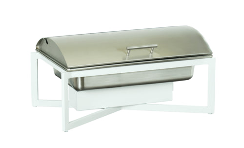 Cal-Mil 3321-15 Full Size Chafer w/ Hinged Lid & Chafing Fuel Heat - Metal, White-cityfoodequipment.com