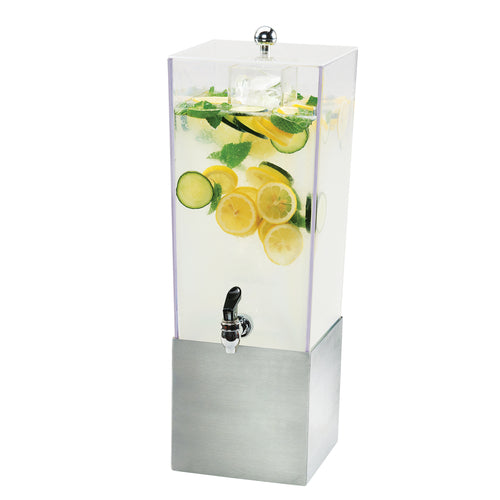 Cal-Mil 3324-3-55 3 gal Beverage Dispenser w/ Ice Tube - Plastic Container, Stainless Base-cityfoodequipment.com