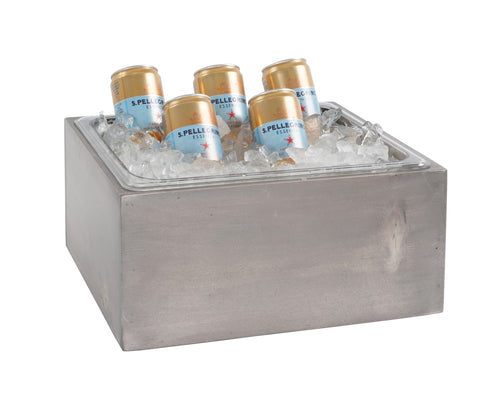 Cal-Mil 3360-10-110 Rectangular Ice Housing w/ Clear Ice Tub - 13"W x 11"D x 6"H, Pine Wood, Gray Wash-cityfoodequipment.com