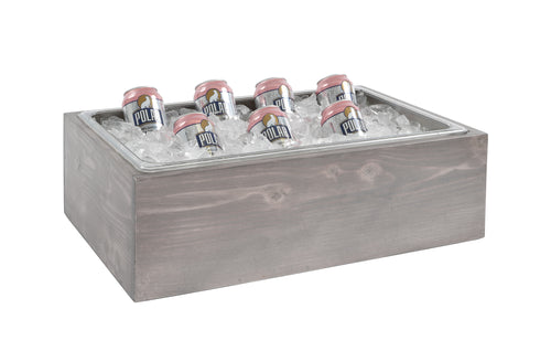 Cal-Mil 3360-12-110 Rectangular Ice Housing w/ Clear Ice Tub - 21 1/2"W x 12 1/2"D x 6"H, Pine Wood, Gray Wash-cityfoodequipment.com