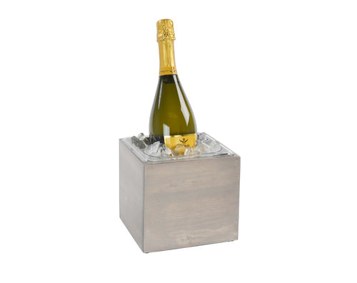 Cal-Mil 3360-6-110 Rectangular Ice Housing w/ Clear Ice Tub - 7 3/4"W x 7"D x 7"H, Pine Wood, Gray Wash-cityfoodequipment.com