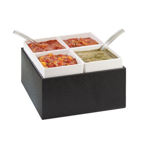 Cal-Mil 3369-13 Square 4 Compartment Condiment Server - White/Black-cityfoodequipment.com