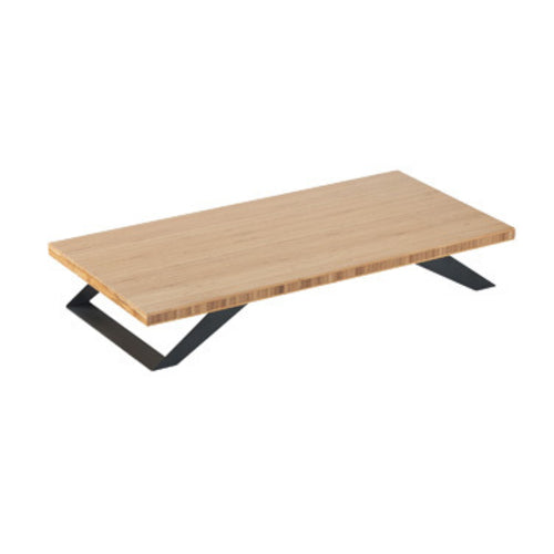 Cal-Mil 3374-4-60 Rectangular Buffet Riser - 24"W x 11 3/4"D x 4"H, Bamboo/Black Metal-cityfoodequipment.com