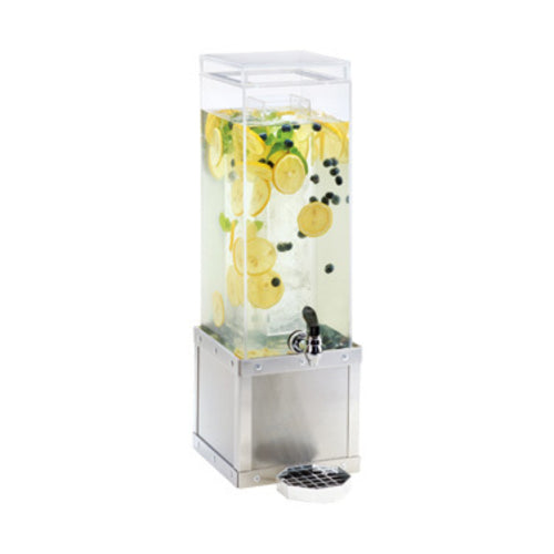 Cal-Mil 3394-3-55 3 gal Beverage Dispenser w/ Ice Tube - Plastic Container, Stainless Base-cityfoodequipment.com