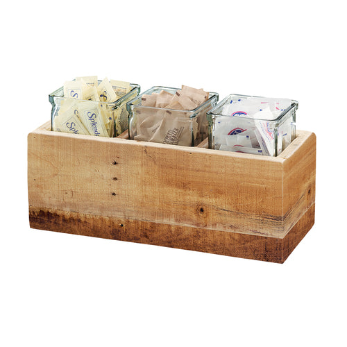 Cal-Mil 3406-6 Rectangular 3 Compartment Condiment Jar Display - Clear/Beige-cityfoodequipment.com
