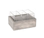 Cal-Mil 3408-110 3 Compartment Flatware Holder - 9"W x 6"D x 5 1/4"H, Pine Wood, Gray Wash-cityfoodequipment.com