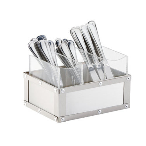 Cal-Mil 3408-55 3 Compartment Flatware Display Organizer - 9" x 6", Brushed Stainless-cityfoodequipment.com