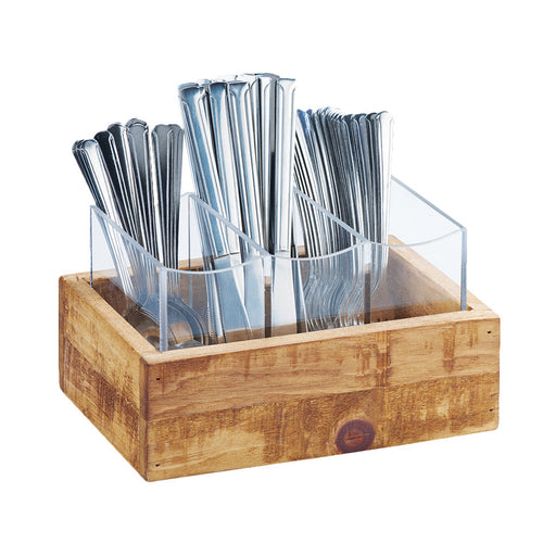 Cal-Mil 3408-99 3 Compartment Flatware Display Organizer - 9" x 6", Reclaimed Wood-cityfoodequipment.com