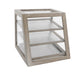 Cal-Mil 3432-S-110 3 Slanted Tier Self Service Pastry Display Case - 21"W x 21 1/2"D x 21 1/2"H, Pine Wood, Gray Wash-cityfoodequipment.com