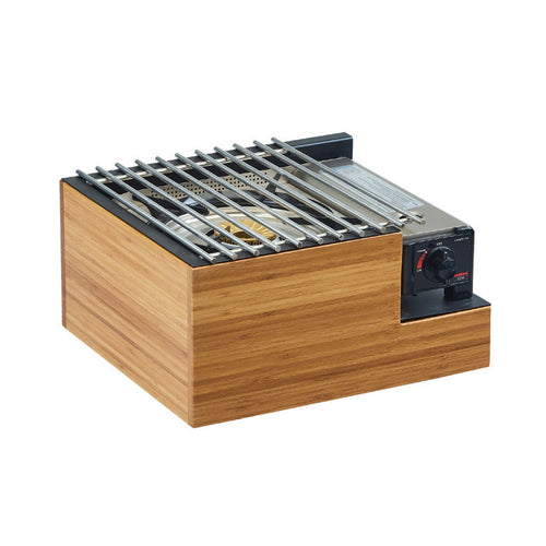 Cal-Mil 3435-60 Frame w/ Steel Grill Top for Butane Stove - 14 1/2"W x 13"D x 7 1/2"H, Bamboo-cityfoodequipment.com