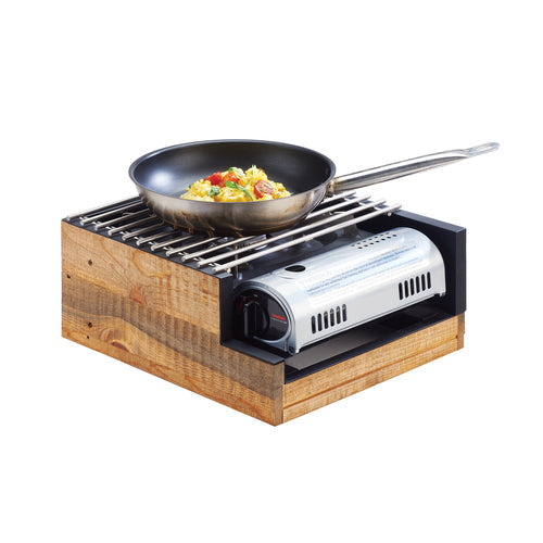 Cal-Mil 3435-99 Frame for Butane Stove - 12 3/4" x 14 3/4" x 6 1/2", Rustic Pine-cityfoodequipment.com