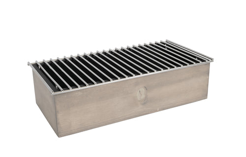 Cal-Mil 3439-110 Rectangular Chafer Alternative - 19 3/4"W x 10"D x 5 3/4"H, Vintage Wood Frame/Bold Grill-cityfoodequipment.com