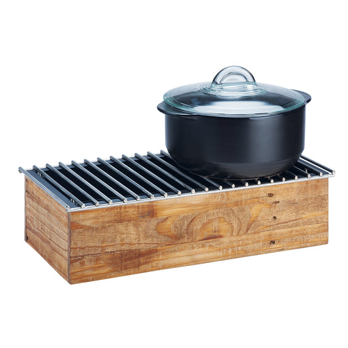 Cal-Mil 3439-99 Chafer Grill w/ Fuel Holder - 20" x 10", Reclaimed Wood-cityfoodequipment.com
