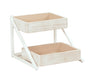 Cal-Mil 3448-113 2 Tier Display Stand - 16 1/2" x 15 1/2" x 12"H, Pine Wood, White-Washed-cityfoodequipment.com
