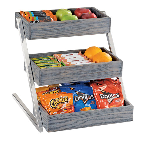 Cal-Mil 3449-3-83 3 Level Tiered Merchandiser - 16"L x 20"W x 15 1/2"H, Wood Bins/Metal Frame-cityfoodequipment.com