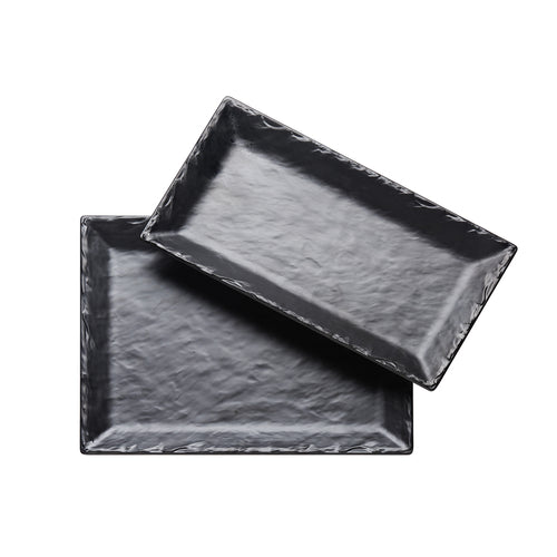 Cal-Mil 3459-137-65M 13" x 7" Rectangular Platter - Melamine, Black Faux Slate-cityfoodequipment.com