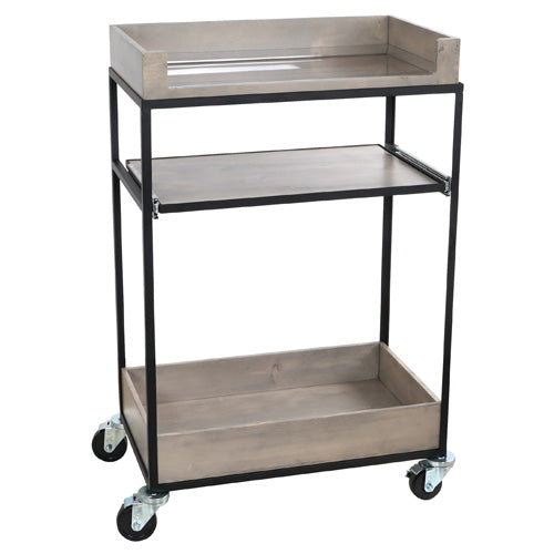 Cal-Mil 3461-110 Beverage Service Cart w/ (3) Levels - 27"W x 16"D x 41"H, Reclaimed Wood/Metal Frame-cityfoodequipment.com