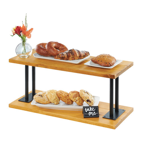 Cal-Mil 3473-99 2 Level Display Riser Shelf - 24"L x 10"W x 12"H, Wood/Metal-cityfoodequipment.com