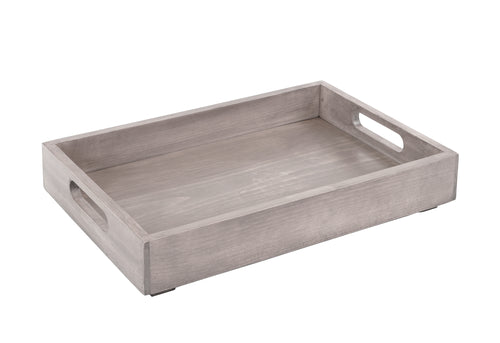 Cal-Mil 3475-1-110 Rectangular Room Service Tray w/ Handles - 16" x 13", Pine Wood, Gray Wash-cityfoodequipment.com