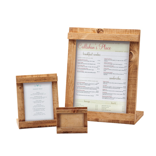 Cal-Mil 3483-46-99 Tabletop Menu Card Holder - 4" x 6", Reclaimed Wood-cityfoodequipment.com
