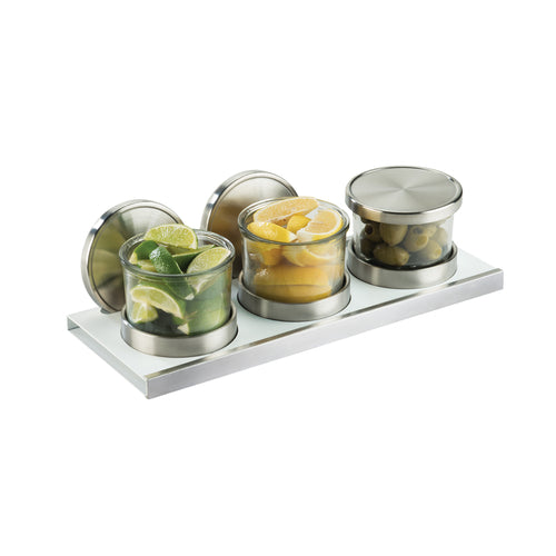 Cal-Mil 3492-4-15NL (3) Compartment Bar Garnish Tray - Notched Lid-cityfoodequipment.com