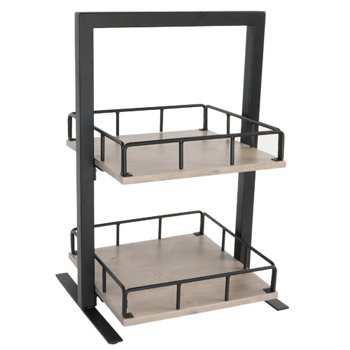 Cal-Mil 3494-2-110 2 Level Tiered Merchandiser - 12" x 12" x 21", Gray Washed Pine Wood/Metal Frame-cityfoodequipment.com
