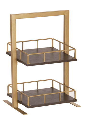 Cal-Mil 3494-2-112 2 Tier Display Stand - 12" x 12" x 21"H, Metal, Gold-cityfoodequipment.com