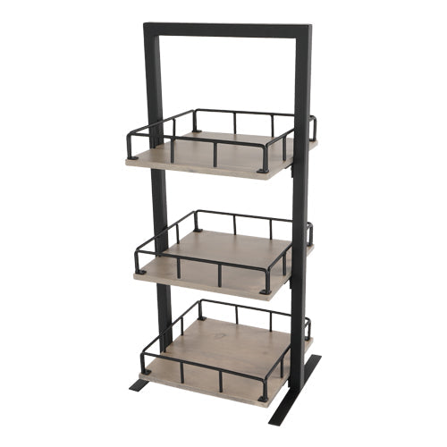 Cal-Mil 3494-3-110 3 Level Tiered Merchandiser - 12" x 12" x 31", Gray Washed Pine Wood/Metal Frame-cityfoodequipment.com