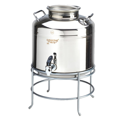 Cal-Mil 3497-3-55 3 Gallon Round Glass Beverage Dispenser - Silver Stainless Steel Base-cityfoodequipment.com