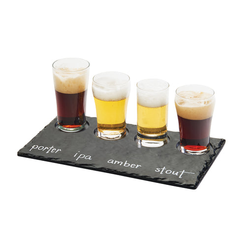 Cal-Mil 3500-65M Write On Taster Tray w/ (4) Cut Outs - 11 3/4" x 5", Melamine, Faux Slate-cityfoodequipment.com