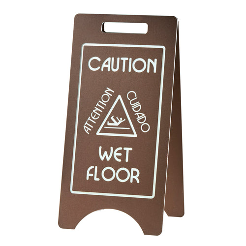 Cal-Mil 3506 Folding Wet Floor Sign - 11 3/4"L x 17"W x 23"H, Plastic, Brown-cityfoodequipment.com