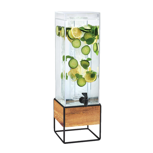 Cal-Mil 3561-3INF-99 3 gal Beverage Dispenser w/ Infuser - Plastic Container, Wood/Black Base-cityfoodequipment.com