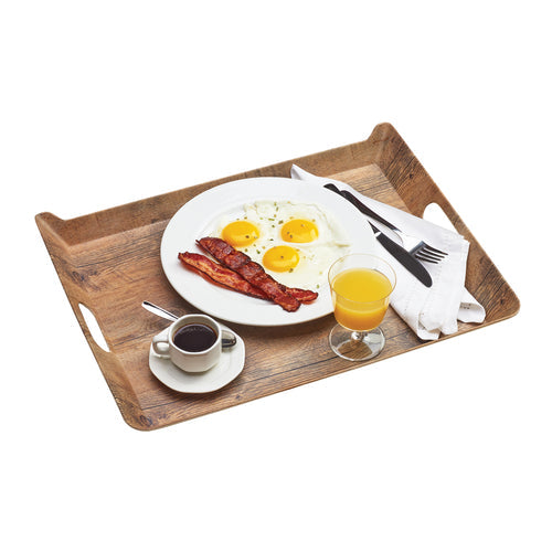 Cal-Mil 3563-47M Rectangular Room Service Tray - 20" x 15 1/2", Melamine, Hickory Laminate-cityfoodequipment.com