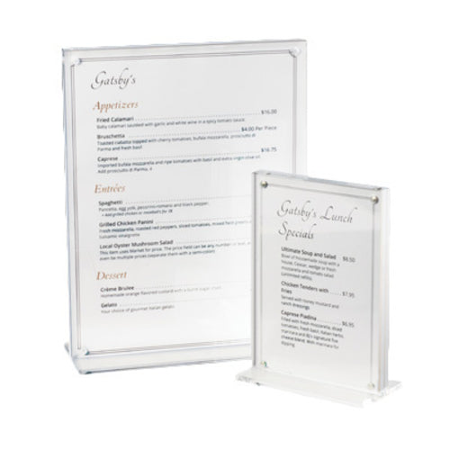 Cal-Mil 3567-811 Tabletop Menu Card Holder - 8 1/2" x 11", Plastic, Clear-cityfoodequipment.com