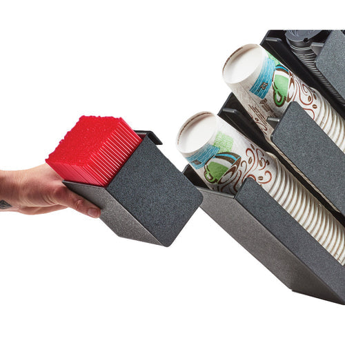 Cal-Mil 3573-13 1 Compartment Stir Stick Holder - 3 3/10" x 3 3/4" x 4", Black-cityfoodequipment.com
